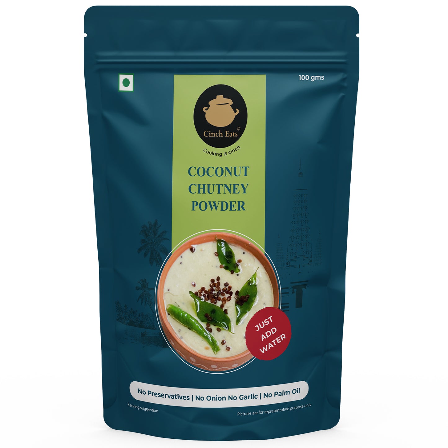 Coconut Chutney Powder - 2 x 100 gms | just add water( Ready under 30 seconds)|(Tadka included)| Export Quality