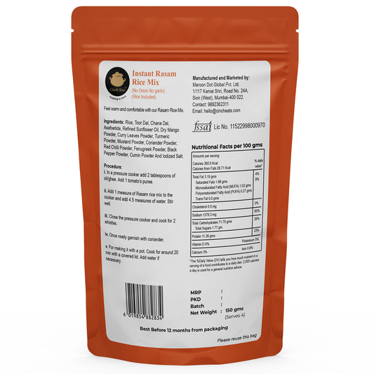 Instant Rasam Rice Mix(Kolam RIce) | 150 gms | 4 servings- makes 700 gms wet | rice included
