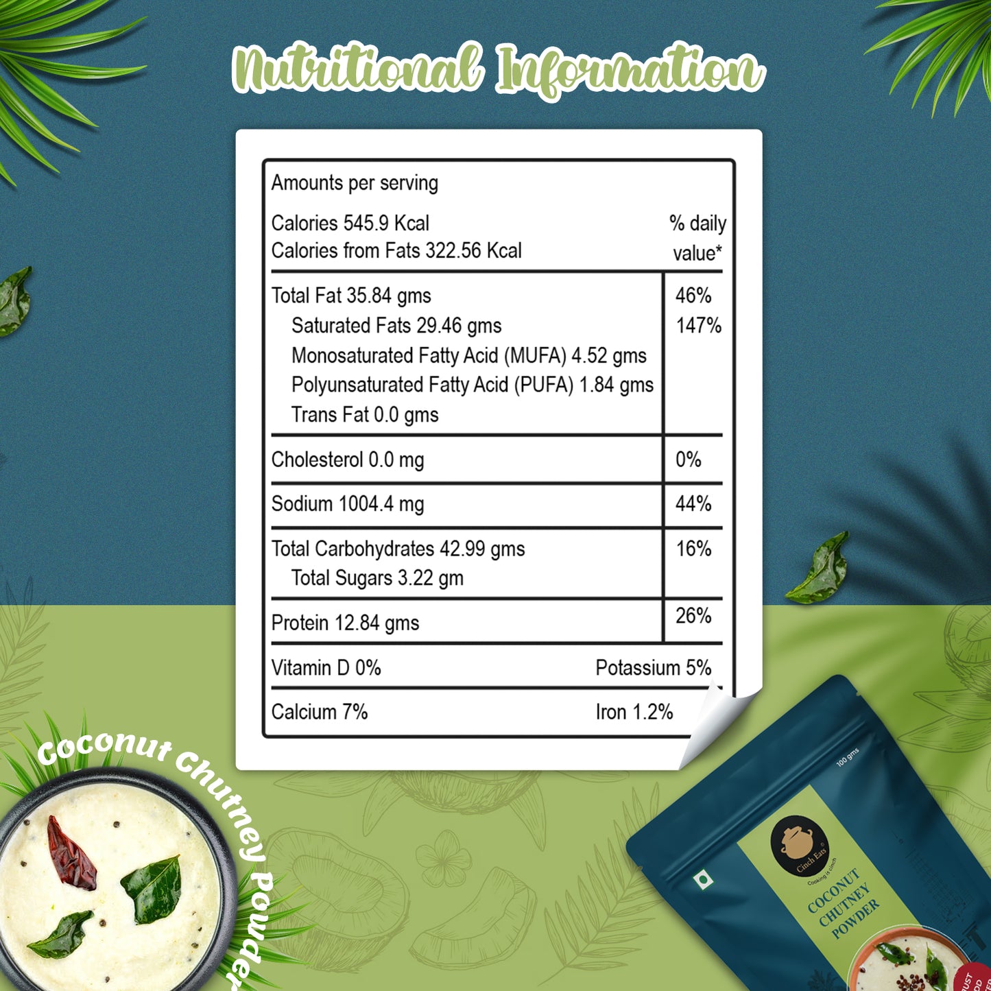 Coconut Chutney Powder - 2 x 100 gms | just add water( Ready under 30 seconds)|(Tadka included)| Export Quality