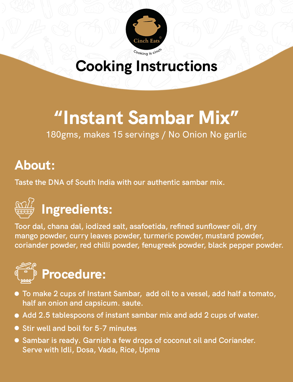 Instant Sambar Mix | Madras Style | 2 x 110 gms | Makes 1.5 ltrs| Export Quality